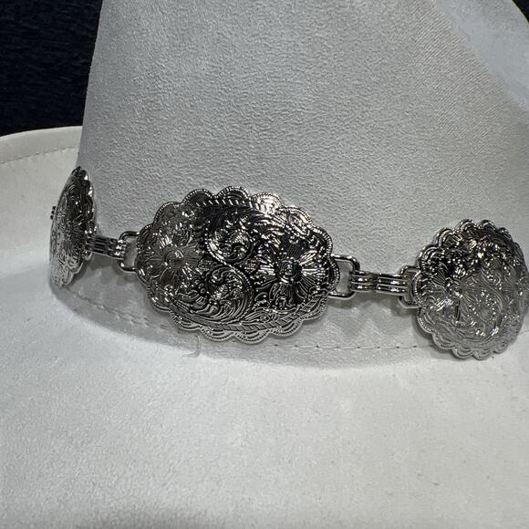Illuma Metal Concho Western White Hat New - Picture 8 of 10
